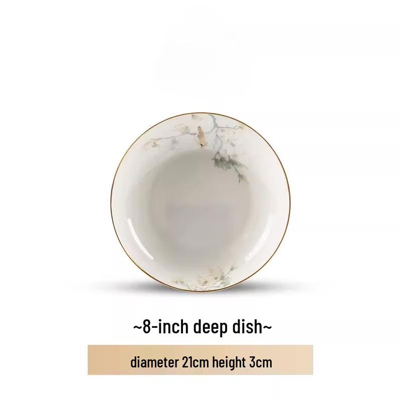 Wuhe Jingdezhen Keramik 12-Zoll Goldrand Fischteller