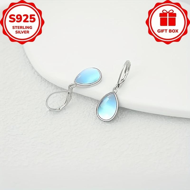 Fashion 925 Sterling Silver Water Moonstone Drop Earrings for Women Simple Wedding Engagement Jewelry Gifts