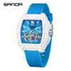 Sanda Barrel-Shaped Men's Dual Display Watch - Fashionable, Vibrant, Luminous, Waterproof, with Alarm Clock.