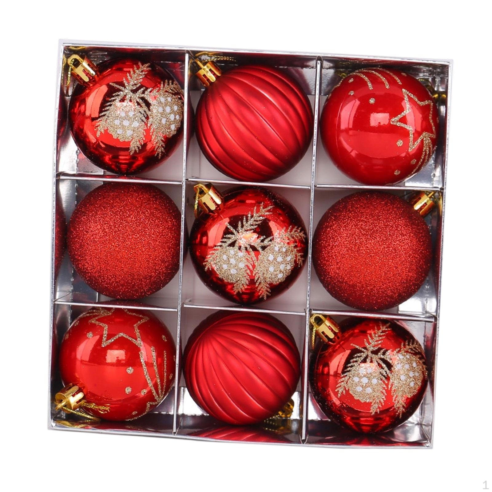 9 Pieces Christmas Ball Ornaments Tree Decorations 2.36 Round Shaped for Indoor