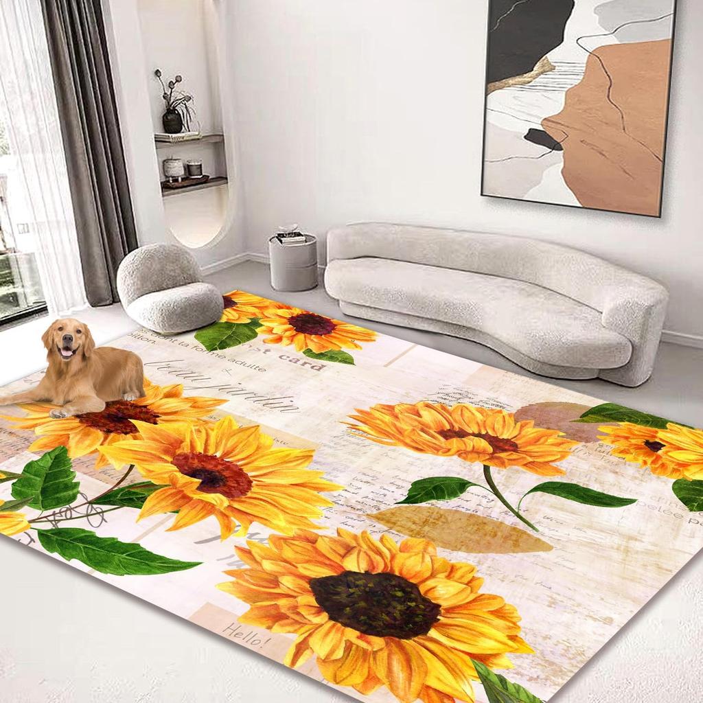 Sunflower Print Home Entrance Door Mat Non-slip Living Room Bathroom Kitchen Rug Washable Hallway Tracks Wood Floor Carpet