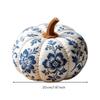 Stitched Material Pumpkin with White Base Thanksgiving Floral Stem Halloween