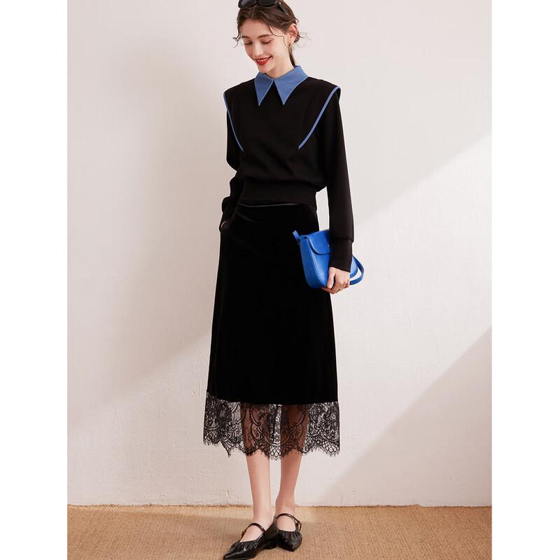 Bailuyu Women's Color Block Faux Two-Piece Pullover Hoodie