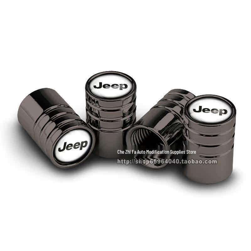Jeep Tire Valve Stem Caps for Grand Cherokee, Compass, Wrangler, and Cherokee - Decorative Set