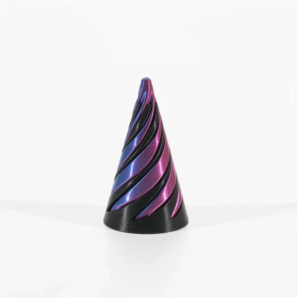3DPrinted Spiral Cone Pyramid Passthrough Sculpture Vortex Illusion Cone Toy, Mini Spiral Ornament,Stress Relief Desk Decoration