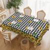 Vintage Sunflower Checkered Rectangular Tablecloth | Rustic Pastoral Round Table Cloth For Picnic Parties.