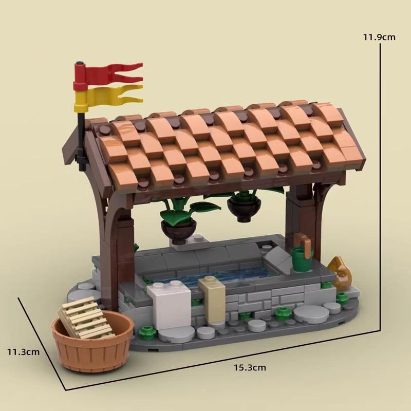 MOC Medieval Furniture Building Blocks Cannon Sheepskin Leather Rack Spinning Wheel Map Desk Loom Bricks Toys Kids Gift