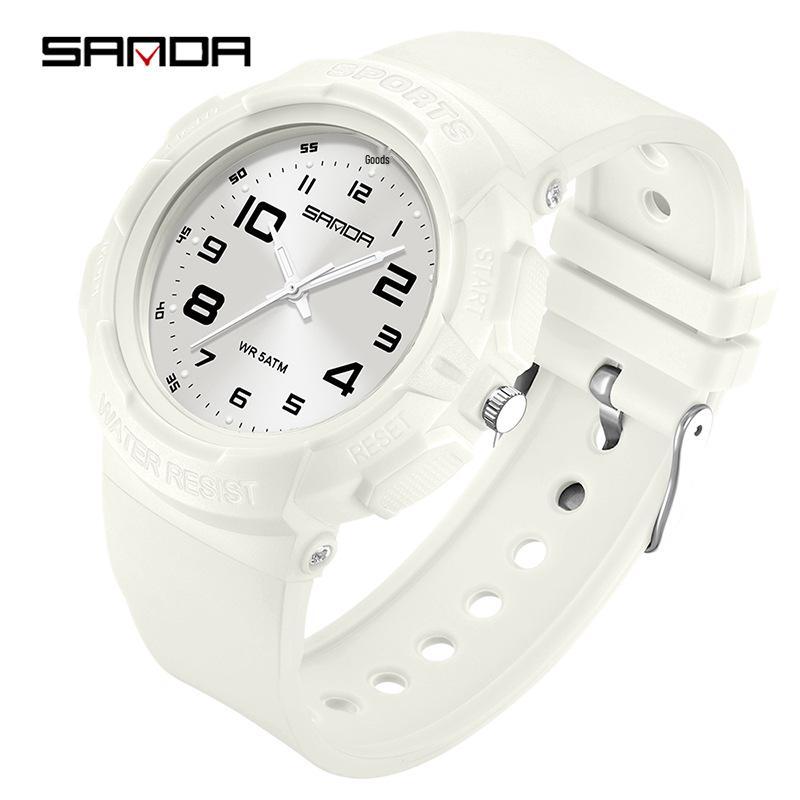 Sanda Wasserdichte Leuchtende Quarz-Armbanduhr - Einfaches Zeigerdesign für Schüler