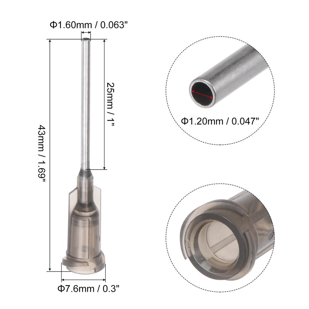 10/20 Stück 14G 15G 16G 18G 19G 20G 21G 22G 1" Stumpfe Dosiernadel für Flüssigklebepistole 43mm Länge