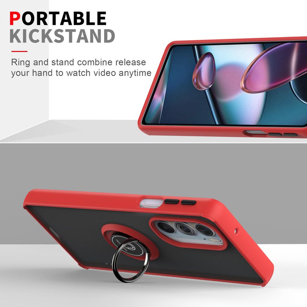 For Motorola Moto EDGE X30 Magnetic Holder Ring Stand Hard PC Back Cover PC Simple Shockproof Armor Ring Funda