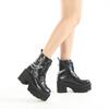 Coarse Heel Platform Women's Boots Belt Buckle Metal Chain Fashion Boots Side Zipper Muffin Martin Boots
