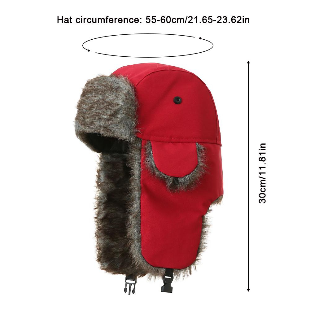 1Pc Men's Warm Soldier Hat Winter Pilot Earmuffs Polyester Fiber Warm Russian Ski Hat Windproof Cold Pilot Hats Cycling Caps