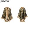 BITCED Autumn/Winter Peacock Flower Knitted Cape for Women - Thickened Warmth Shawl