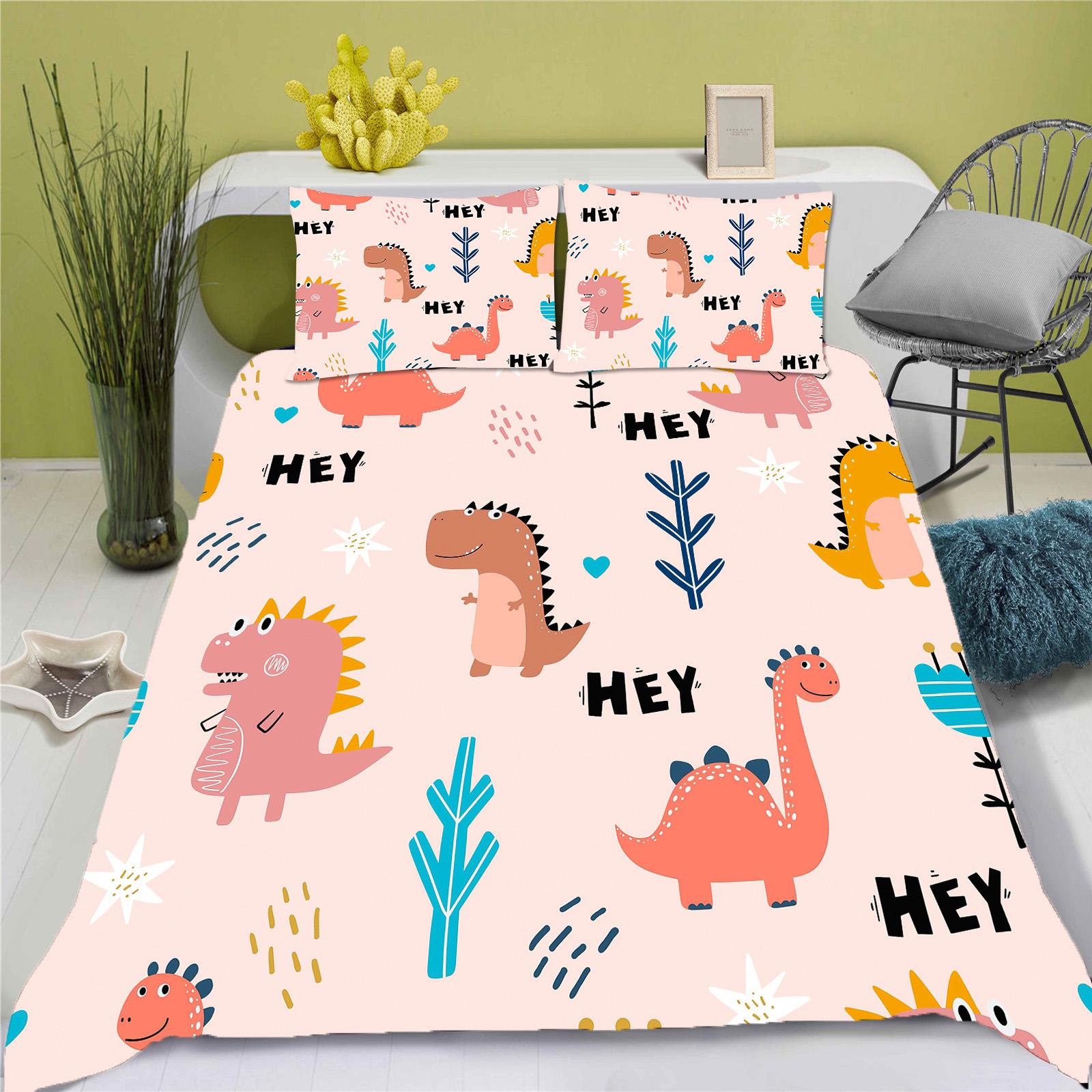 

MINISO Carton Dinosaur Comfortable Quilt Cover Adolescent Skin-Friendly Breathable Duvet Warm Comforter Warmth Children s Bedrom Beding 135*200cm Eu-Single