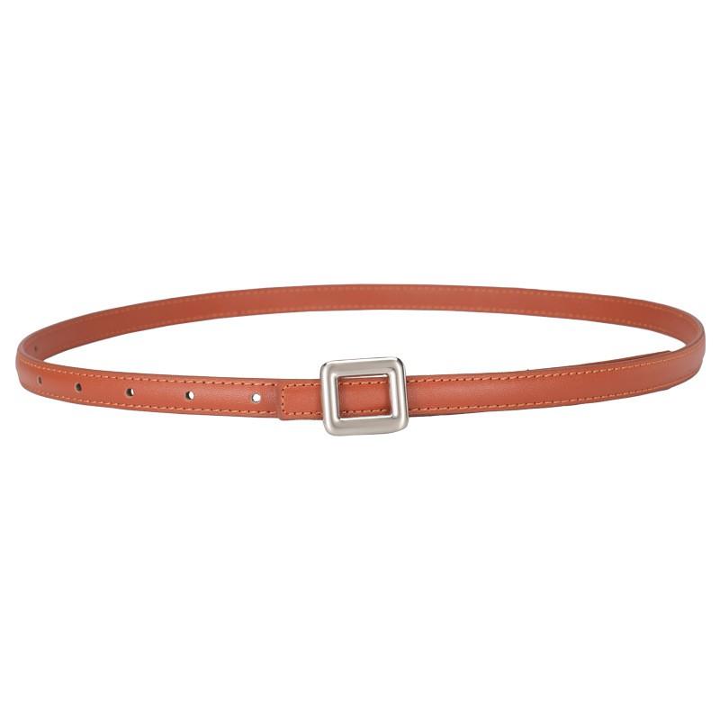 Womens Slim Leather Belt With Zinc Alloy Buckle Adjustable 100cm/110cm Fine 1.4cm Width Casual Office Dress Outfit