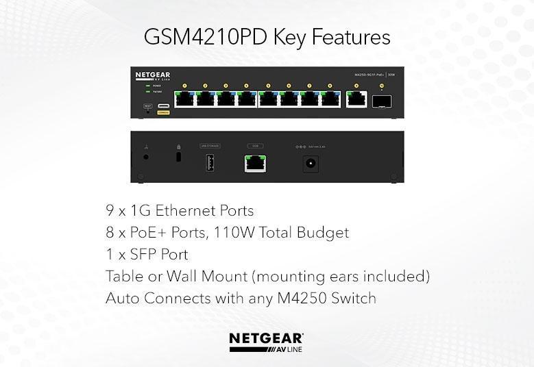 Switch 8xGE PoE+ 1xSFP GSM4210PD