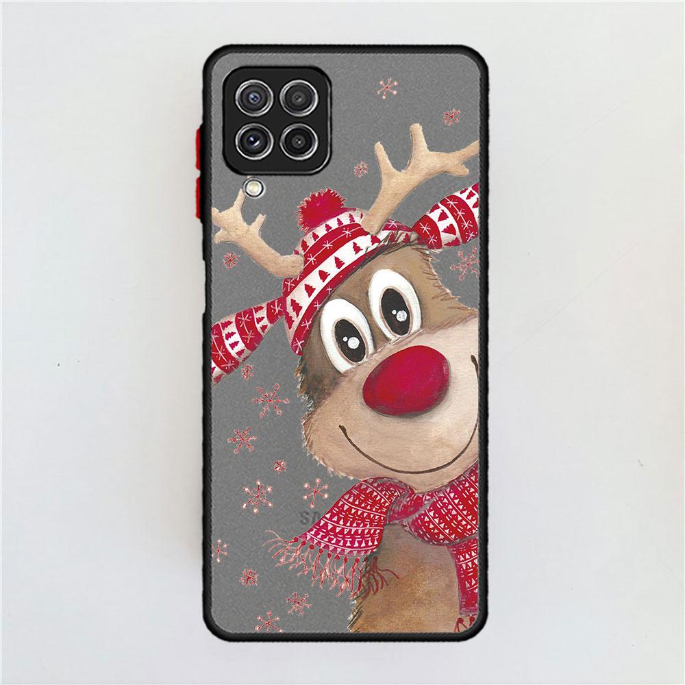 Χριστουγεννιάτικα Πρωτοχρονιάτικα Δώρα Θήκη Elk Snow Ματ Για Samsung Galaxy A52 A12 A51 A32 A21s A71 A32 5G A12 A22 A53 A70 A50 Κέλυφος Τηλεφώνου