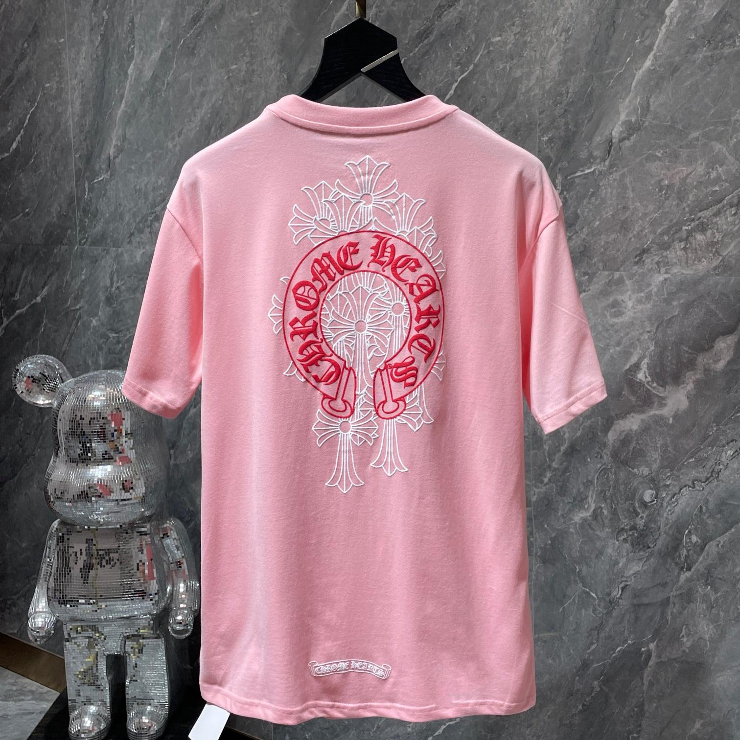 

8015 ХРОМОВАНІ СЕРДЕЧКА 2025 Літня нова високоякісна бавовняна футболка вільного крою великого розміру для чоловіків та жінок, футболка для пар XL рожевий