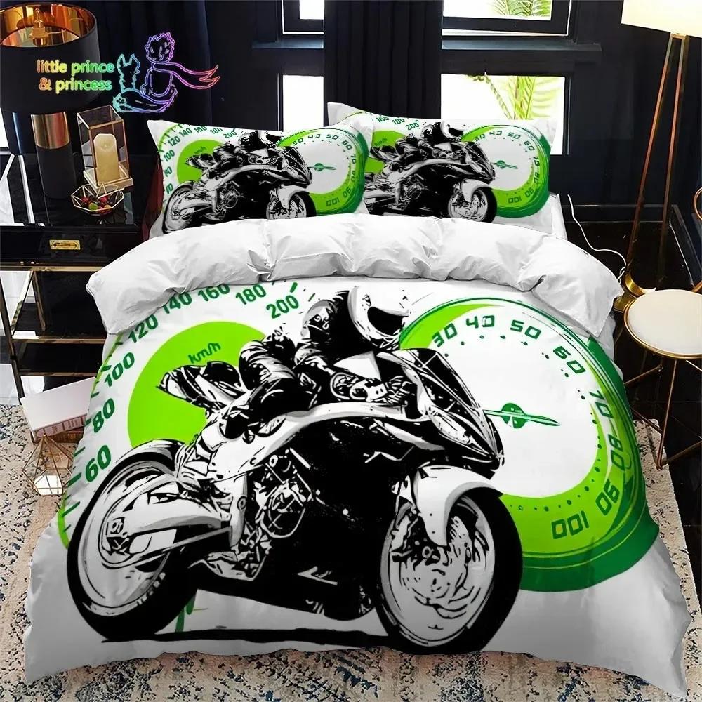 Motorradfahrer 3D Bettbezug Bettwäscheset Bettdecke Leinen Kissenbezüge Heimdeko Einzel Doppel Twin King Queen