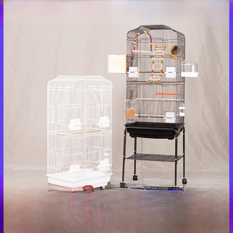 Grande Cage à Oiseaux pour Perroquets et Mynas - Design Phénix Noir