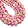Natural Stone Beads 6 8 10 12mm Pink Travertine Round Loose Spacer Beads For Jewelry Making DIY Bracelets Necklace Accessories