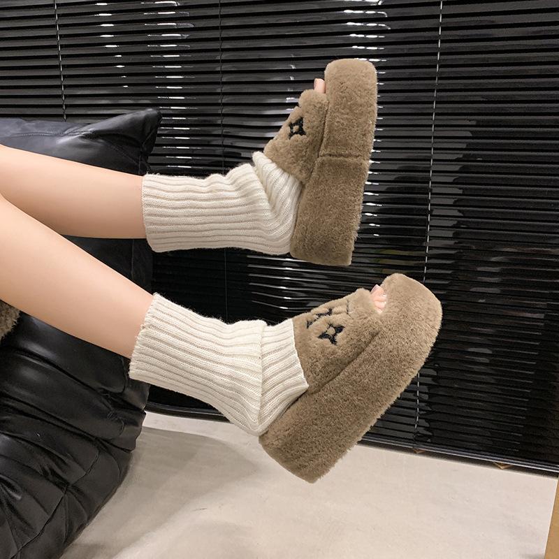 

Versatile retro comfortable Mao Mao drag spring and autumn thickened embroidered slippers women s outer wear 40 хаки