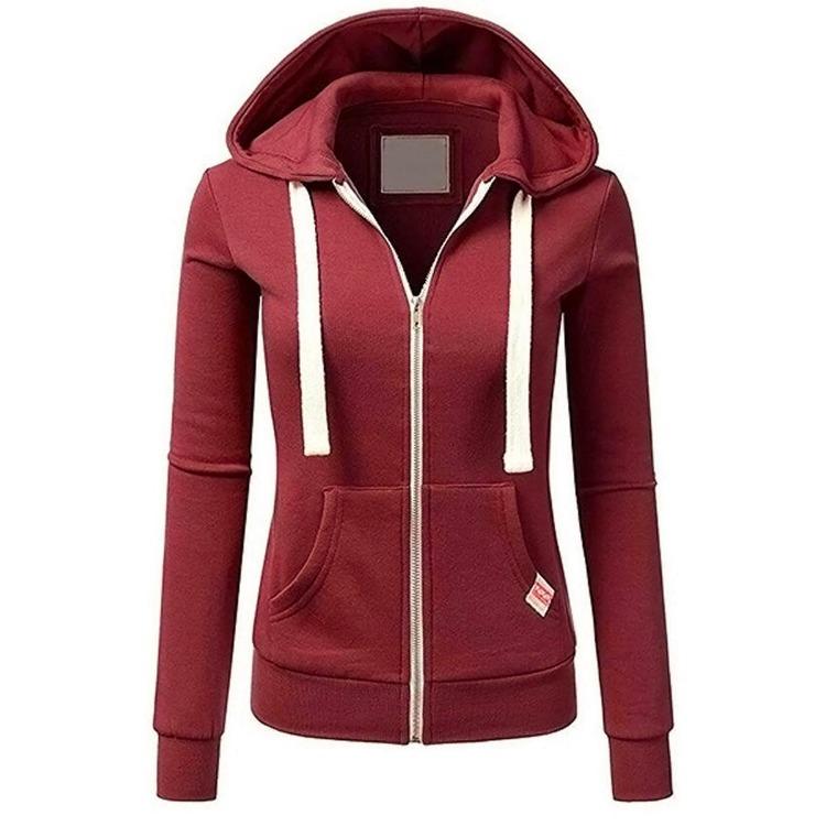 Dames Slim Sweatshirt met Rits en Capuchon Effen Kleur Sportjas Lente Herfst Persoonlijkheid