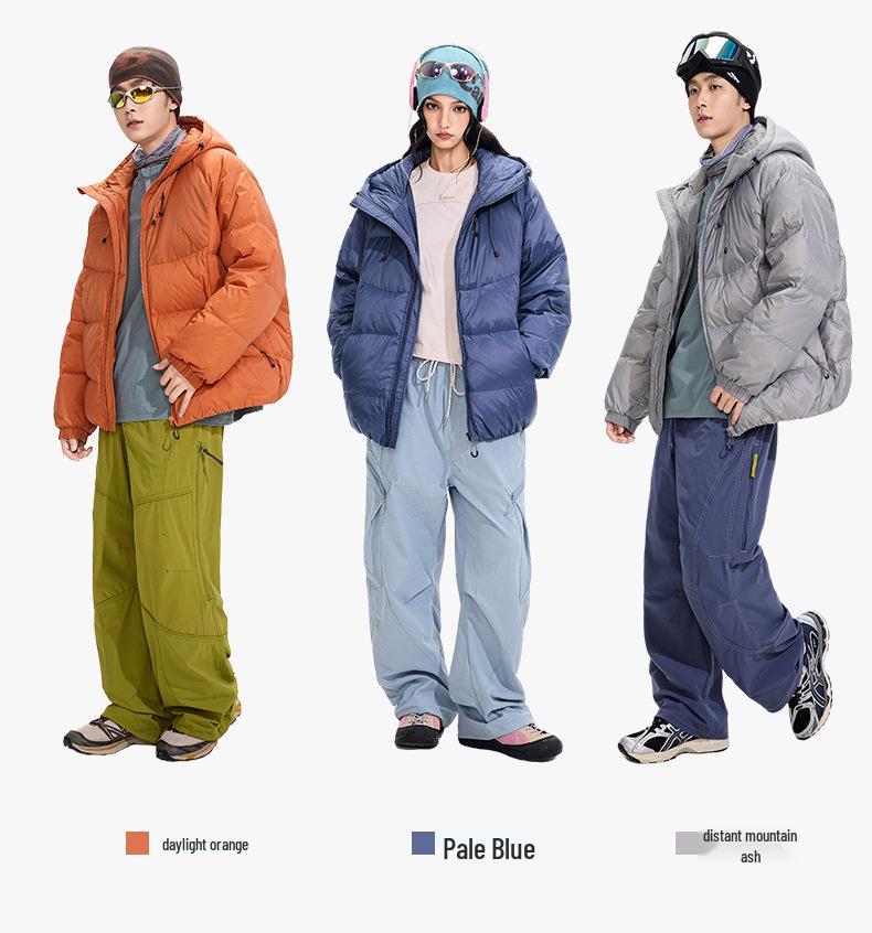 ACU Men's Japanese-Style Outdoor Windproof Down Jacket: Warm, Oversized, Hooded, Nylon, Solid Color.