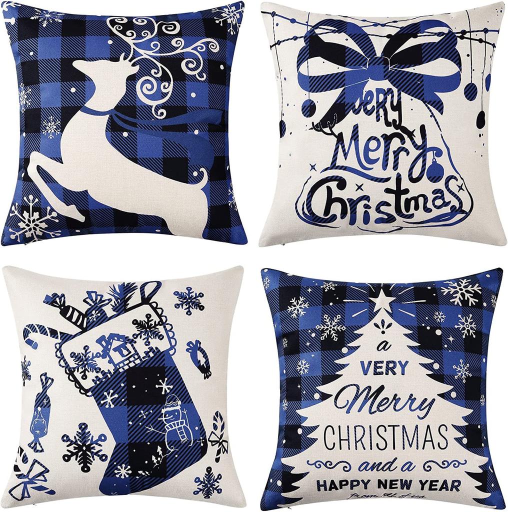 Living Room Christmas Decoration Pillowcase Nordic Style Christmas Tree Printed Cushion Festive Atmosphere Household Supplies