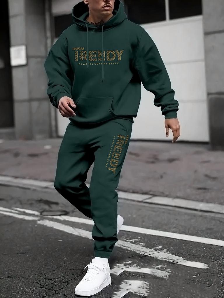 New sweater sweatpants set letter printing casual jacket autumn and winter velvet street tide youth hooded suit