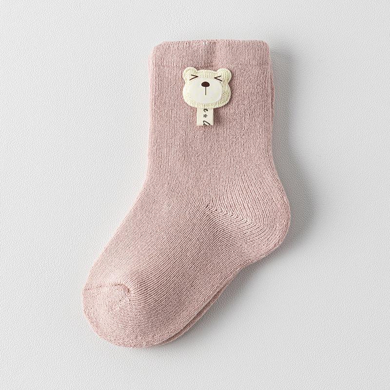 Newborn Infant Combed Cotton Flannel-Lined Mid-Calf Socks (0-3 Years) - Spring/Fall/Winter