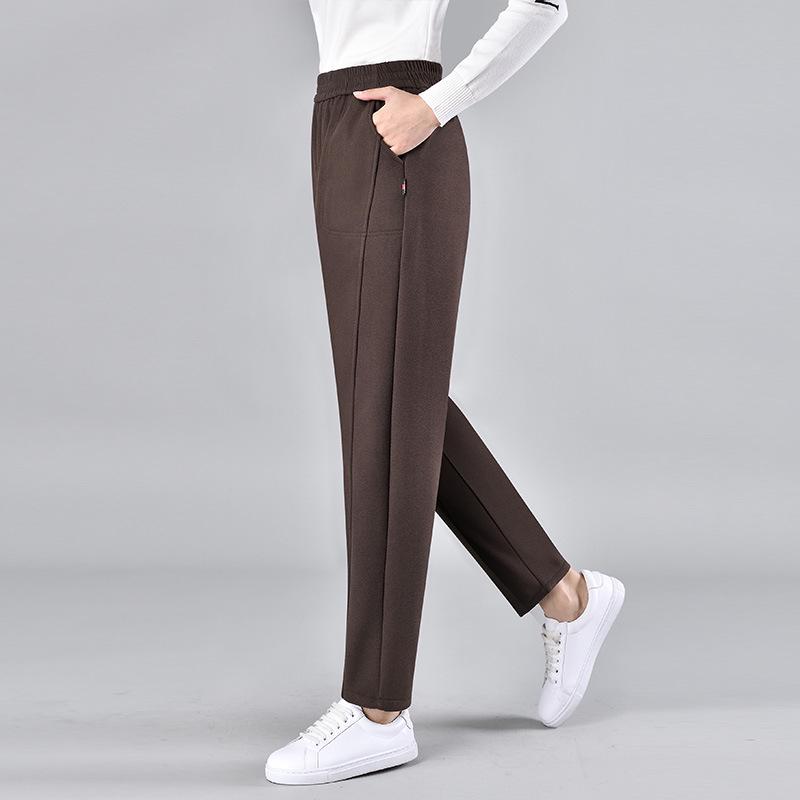 

Mom s High Waist Elastic Straight Leg Long Pants - Plus Velvet, Thickened, Loose Fit for Middle-Aged & Elderly Women (Spring, Autumn, Winter) XL (80-105 Jin)