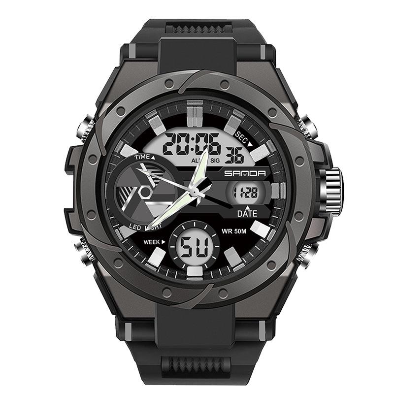 Sanda Men's Multifunctional Waterproof Luminous Military-Style Outdoor Sports Electronic Watch