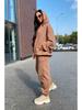 2024 Trendy Solid Color Hooded Sweatshirt & Casual Two-Piece Set for Autumn/Winter