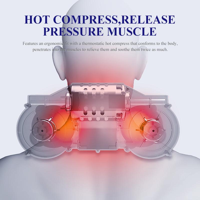 Jinkairui Massage Pillow Heated Acupressure Massager Deep Kneading Shoulders Relax Whole Body Muscles