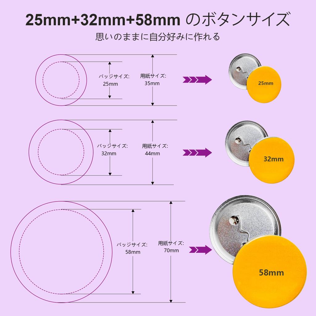 YiiYiiGO 58mm Round Badge Parts, Materials for Badge Making Machines, DIY Badge Parts Set, 100 Pieces