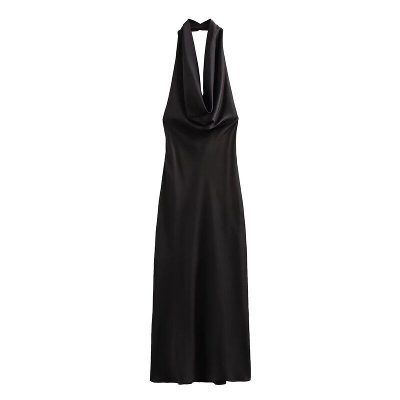 Fashion Style 2024 Autumn New Women's Clothing Stylish Halterneck Texture Mid Length Long Length Dress 8500331