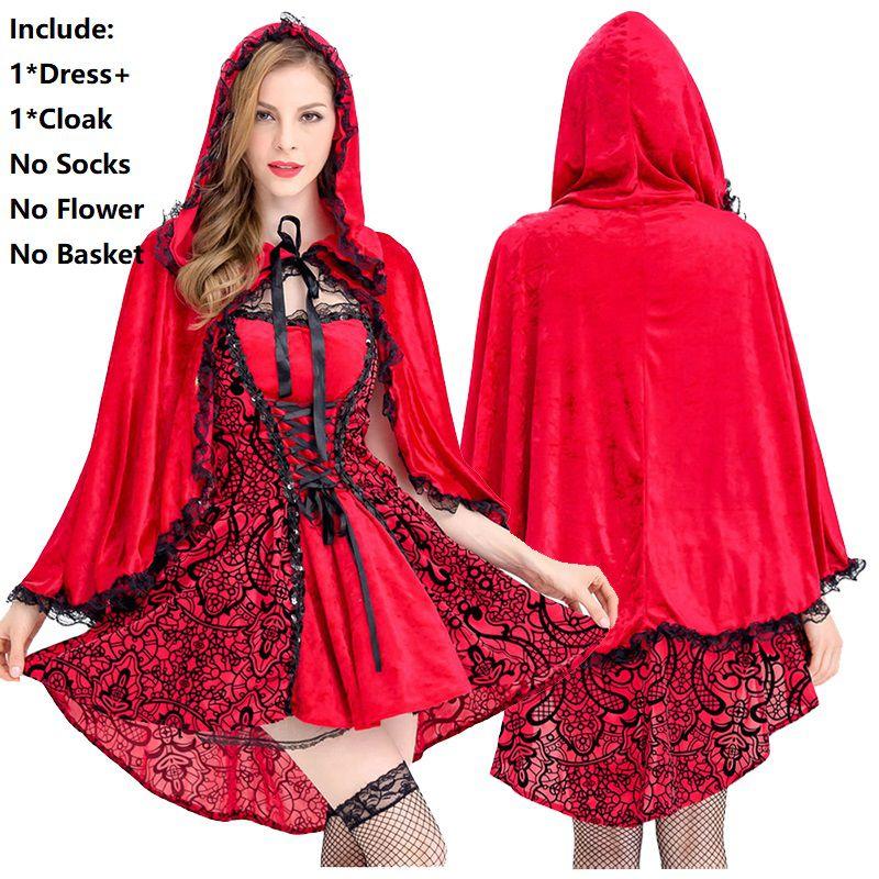 Elegant Gothic Red Riding Hood Cape Costume With Lace Up Details For Women And Girls