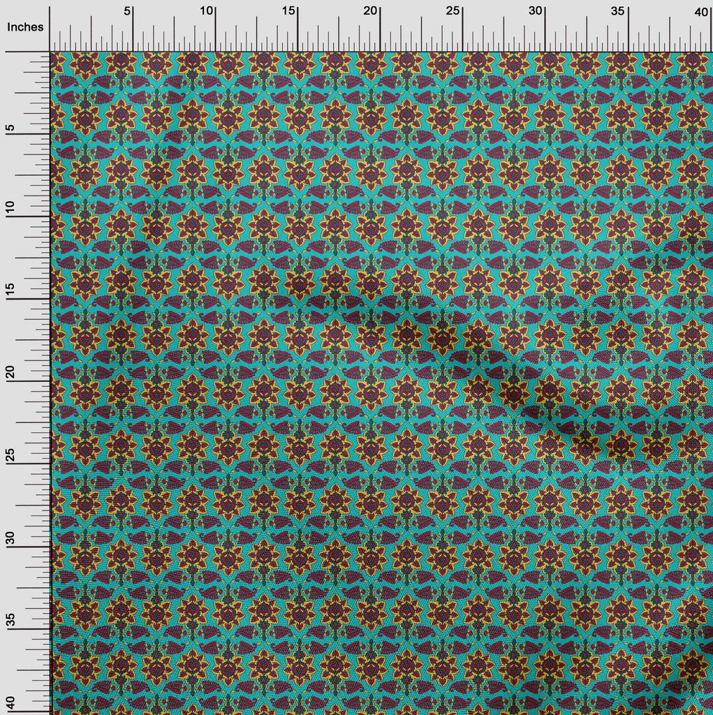 oneOone Cotton Flex Fabric Floral & Paisley Block Print Sewing Fabric BTY 40 Inch