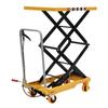 770 Lbs Hydraulic Lift Platform Cart, 50-inch High Hydraulic Lift Table, Double Scissor Pallet Truck with 4 Locking Wheels