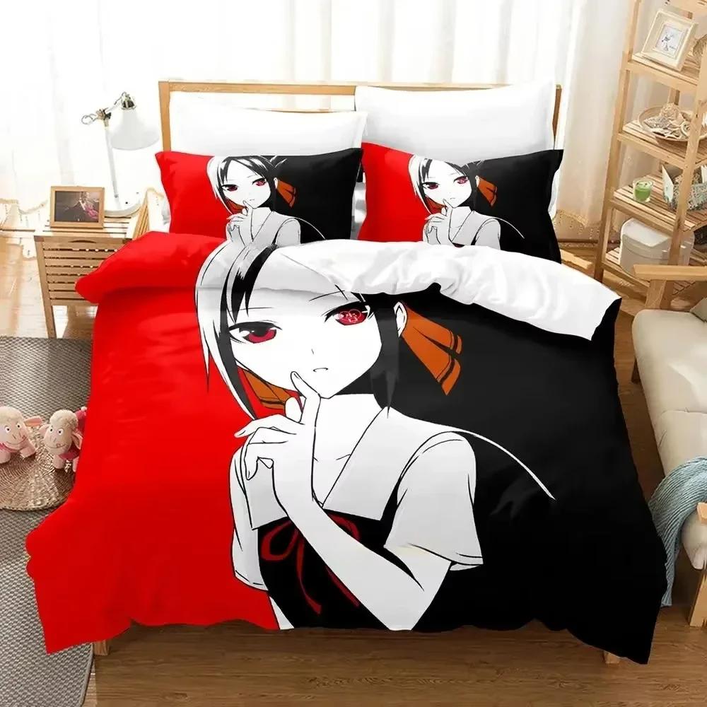 

New Kaguya-sama Love is War Bedding Set Cartoon Anime three-piece set Adult Kid Bedroom Duvetcover Sets 3D Kawaii bed sheets 135x200cm