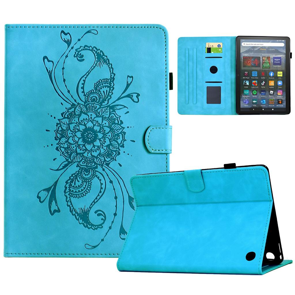 For Amazon Fire HD 8 (2022)/(2020) Case Mandala Imprinted Leather Tablet Cover with Card Slots