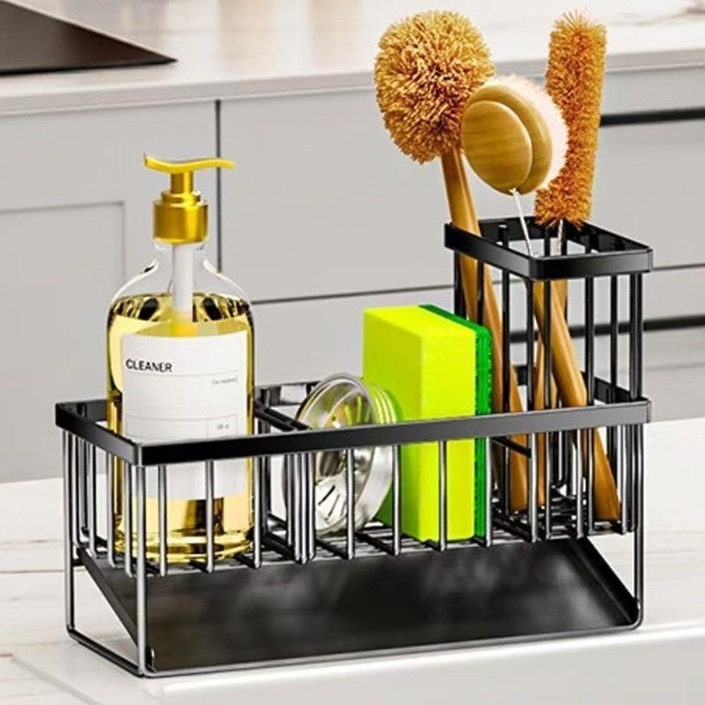 

New Stainless Steel Kitchen Sink Drainer Rustproof Space Saving Sponge Holder Self-Draining Soap Storage Rack Home Gadgets чёрный
