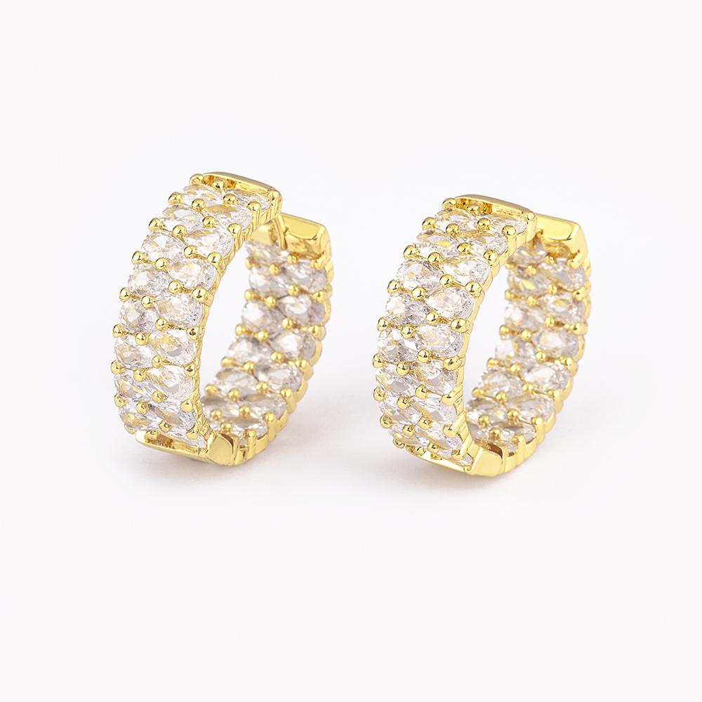 Nidin Top Quality New Fashion Gold Plated Gold/Silver Color Earrings CZ Zircon Ear Hoops Women Round Piercing Aesthetic Jewelry