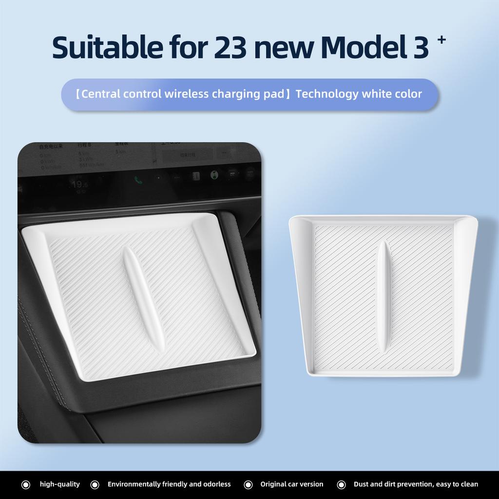 Für Tesla Model 3 Highland 2025 Kabellose Ladefläche Silikon Staubdichte Ladematte Autoinnenraumzubehör