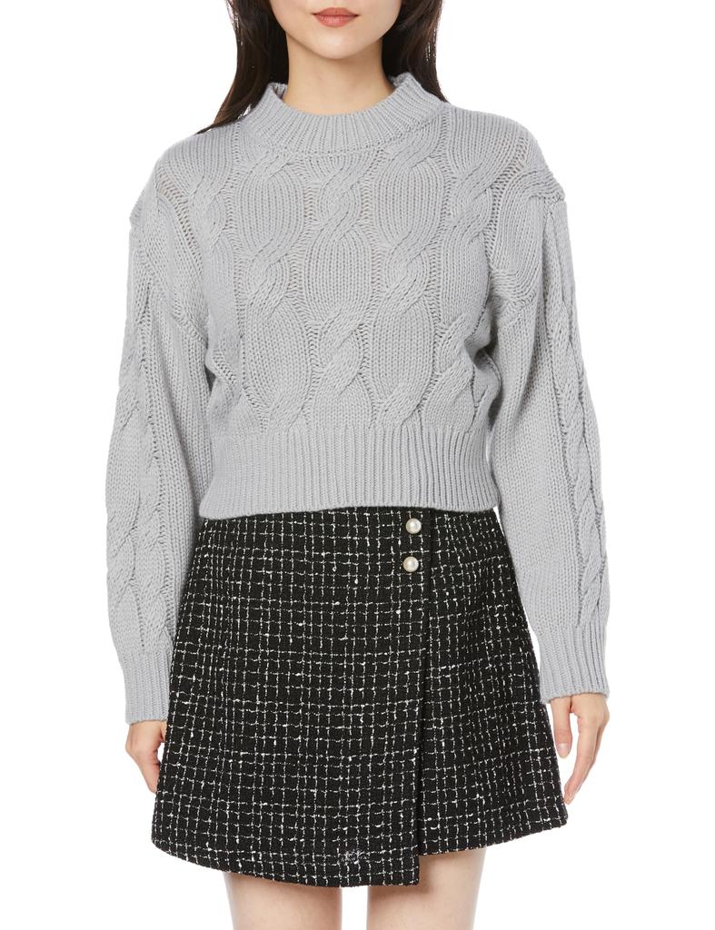 Laisse Passe Cable Knit Pullover Sweater in Powder Blue Women's