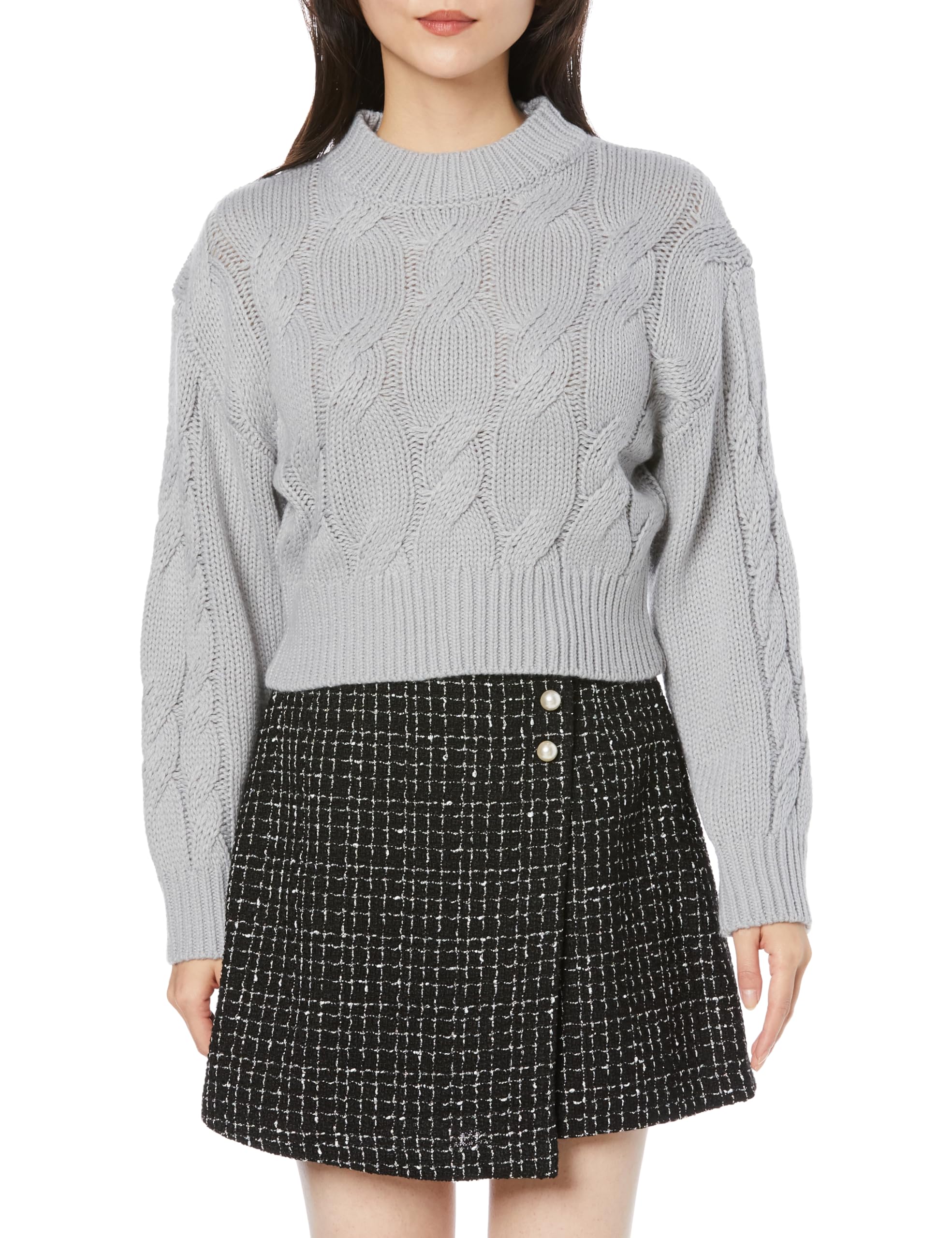 

Laisse Passe Cable Knit Pullover Sweater in Powder Blue Women s