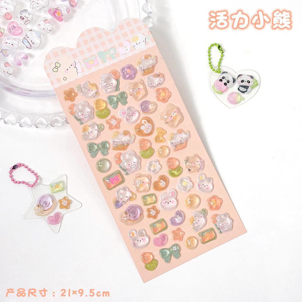 Kawaii 3D Relief Cartoon Droplet Decorative Stickers Fun Collage DIY Handmade Aesthetic Stationery Stickers