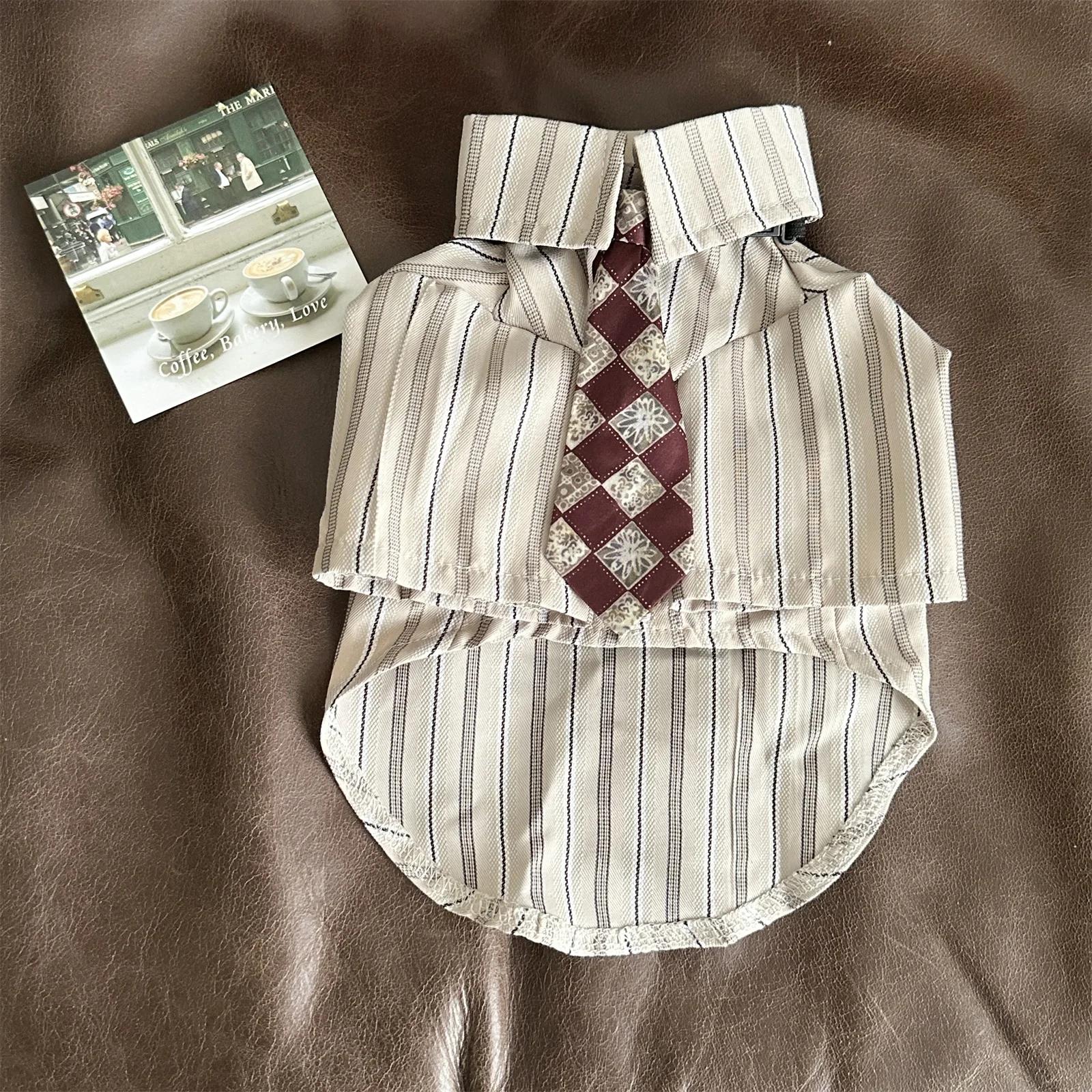 

Gentleman Shirt with Tie Pet Clothes Autumn West Highland Schnauzer Bichon Shirt Teddy Autumn Clothes Cat Clothes Pet Supplies XS(1-1.5KG)