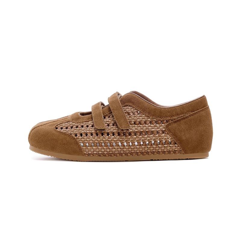 Retro Velcro Ballet Training Shoes for Women's New Style Casual Flat Hollowed-out Board Shoes